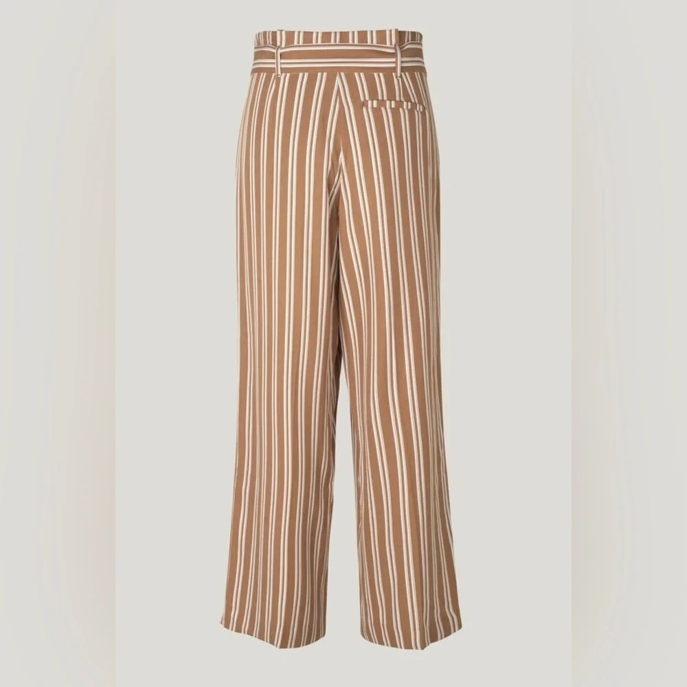 JUST Female Wendy Striped Lyocell Paperbag Wide Leg Pants Large Neutral Striped - Picture 5 of 11